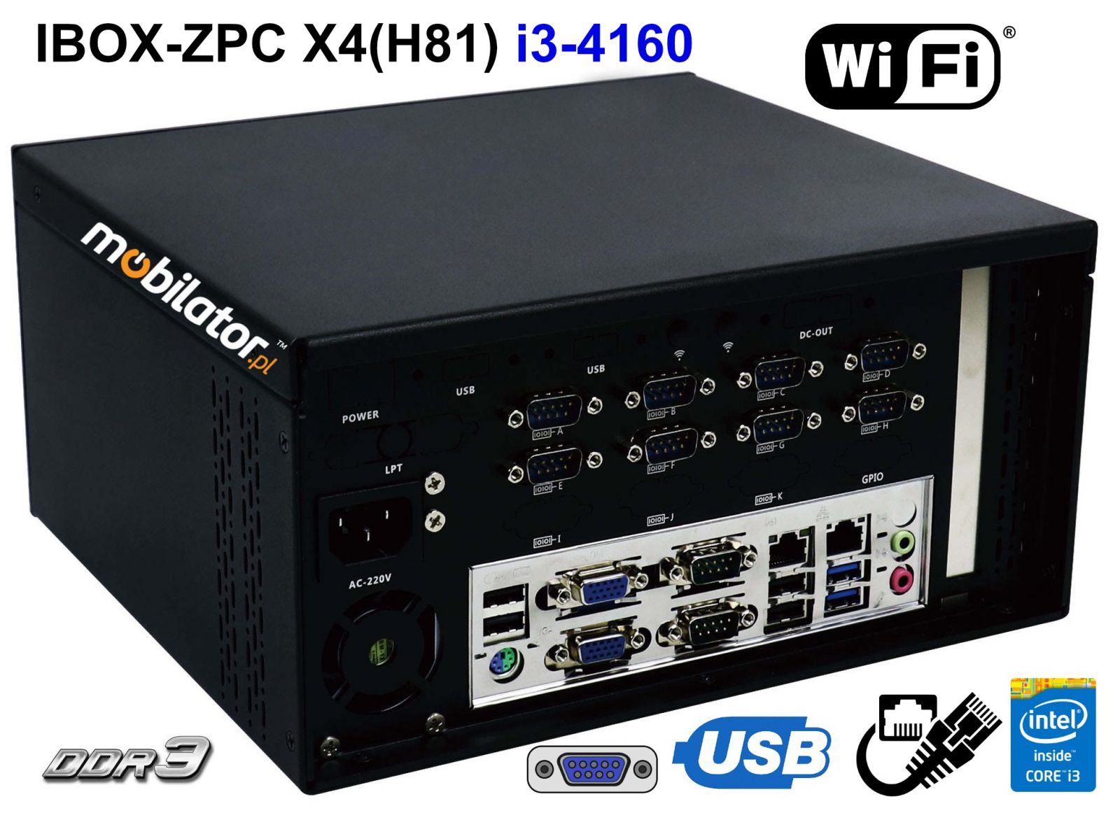 iBOX-ZPC X4 Komputer przemysłowy  dla zastosowań magazynowych z modułem WiFi 6x COM
